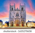 Nantes city in France - Sunset view on the saint Pierre cathedral