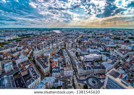 Nantes City in France view from above