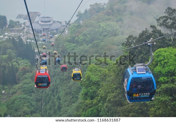 Nantou County,\
TAIWAN - 1 May, 2016 : The Sun Moon Lake Ropeway is a scenic\
gondola cable car service that connects Sun Moon Lake with the\
Formosa Aboriginal Culture\
Village.