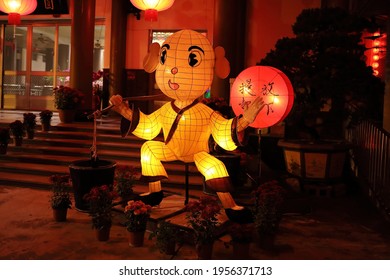 Nantou County, Taiwan - Feb 20th,2021:Chinese Kung Fu Lantern Made Of Bamboo When Zhushan Township Lantern Festival