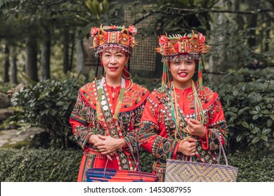  Nantou County, Yuchi Township / Taiwan - 06.17.2019: Taiwanese Indigenous Peoples In Formosan Aboriginal Culture Village