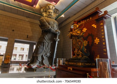 NANTOU,TAIWAN-AUGUST 19,2017:  The Four Diamond Kings Of Heaven Inside Chung Tai Chan Monastery ,is One Of The World's Most Modern Monuments To Chan Buddhism