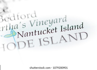 Nantucket Island, USA On A Map. 