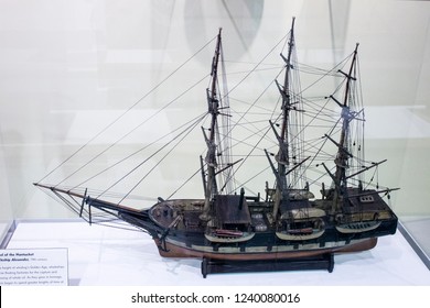 NANTUCKET, MASSACHUSETTS - August 22, 2015: Exhibition Inside Nantucket Whaling Museum, A Museum Dedicated To The History Of Whaling And Originally A Candle Factory