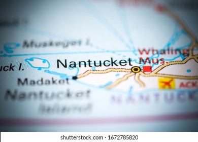 Nantucket. Massachusetts. USA On A Geography Map