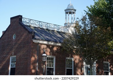 Nantucket Village Old Houses View On Sunny Day Cityscape