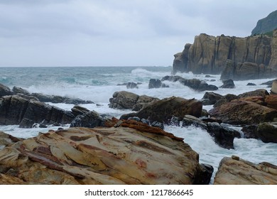 Nanya Rocks area facing the Pacific ocean in Northern Taiwan on a fairly windy and overcast day with a nice range of colour captured.