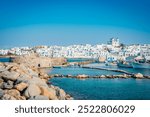 Naousa, in the northeastern corner of the island of Paros, in Cyclades Archipelago, Aegean Sea, Greece.