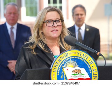 Napa, CA - March 24, 2022: Dr Katherine  Warburton, Forensic Psychologist, Statewide Medical Director For California Dept Of State Hospitals, Speaking At A Press Conference Outside Napa State Hospital