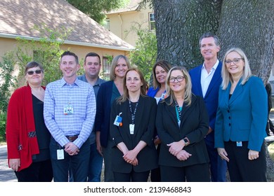 Napa, CA - March 24, 2022: California Governor Gavin Newsom Outside Napa State Hospital After The CARE Court Roundtable Meeting With Participants Of The Event