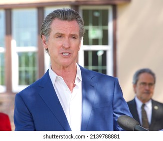 Napa, CA - March 24, 2022: California Governor Gavin Newsom Speaking At A Press Conference Outside Napa State Hospital After The CARE Court Roundtable Meeting.