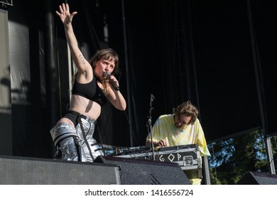 NAPA, CA - MAY 24, 2019: Sylvan Esso In Concert At BottleRock Napa Valley In Napa, CA 