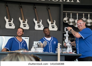 NAPA, CA - MAY 24, 2019: Graham Elliot, Ken Griffey Jr, Jake Peavy  In Concert At BottleRock Napa Valley In Napa, CA 