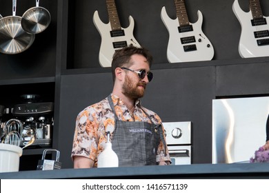 NAPA, CA - MAY 24, 2019: Antoni Porowski, Ben McKee, Daniel Platzman At The Culinary Stage At BottleRock Napa Valley In Napa, CA 