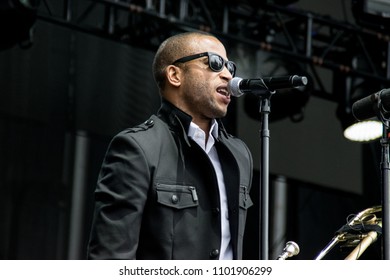 NAPA, CA - MAY 25, 2018: Trombone Shorty And Orleans Avenue In Concert At BottleRock Napa Valley In Napa, CA