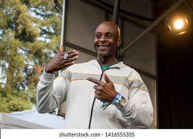 NAPA, CA - MAY 25, 2019: Trisha Yearwood, Jerry Rice At The Culinary Stage At BottleRock Napa Valley In Napa, CA 