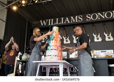 NAPA, CA - MAY 25, 2019: Duff Goldman, Sen Dog, Taylor Hawkins At The Culinary Stage At BottleRock Napa Valley In Napa, CA