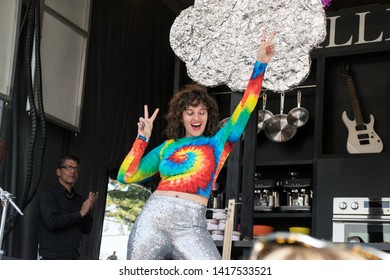 NAPA, CA - MAY 25, 2019: Amirah Kassem, Aaron Sanchez, Juanes At The Culinary Stage At BottleRock Napa Valley In Napa, CA