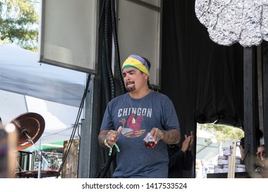 NAPA, CA - MAY 25, 2019: Amirah Kassem, Aaron Sanchez, Juanes At The Culinary Stage At BottleRock Napa Valley In Napa, CA