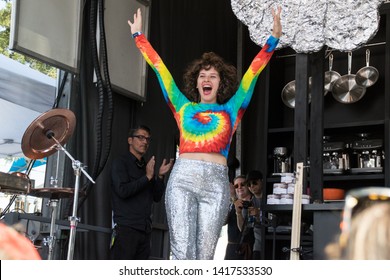 NAPA, CA - MAY 25, 2019: Amirah Kassem, Aaron Sanchez, Juanes At The Culinary Stage At BottleRock Napa Valley In Napa, CA