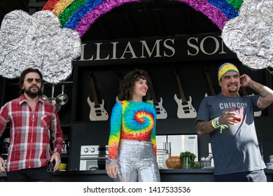 NAPA, CA - MAY 25, 2019: Amirah Kassem, Aaron Sanchez, Juanes At The Culinary Stage At BottleRock Napa Valley In Napa, CA