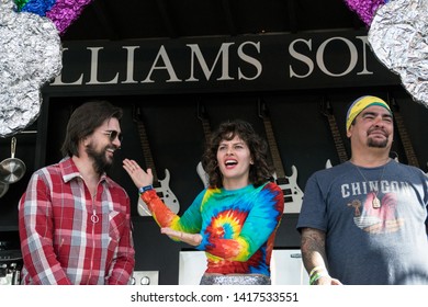 NAPA, CA - MAY 25, 2019: Amirah Kassem, Aaron Sanchez, Juanes At The Culinary Stage At BottleRock Napa Valley In Napa, CA