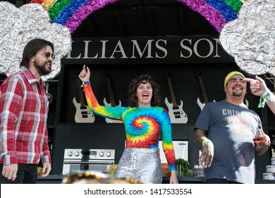 NAPA, CA - MAY 25, 2019: Amirah Kassem, Aaron Sanchez, Juanes At The Culinary Stage At BottleRock Napa Valley In Napa, CA