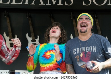 NAPA, CA - MAY 25, 2019: Amirah Kassem, Aaron Sanchez, Juanes At The Culinary Stage At BottleRock Napa Valley In Napa, CA