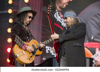 Napa, CA/USA: 5/27/17: Mike Campbell (left) and Tom Petty (right) perform as Tom Petty and the Heartbreakers at the sold out BottleRock in Napa, California.  