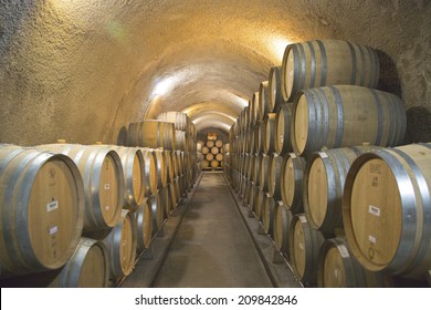 NAPA VALLEY, CA - APRIL 15: The Cellars Of Newton Winery In Napa Valley On April 15, 2014. Newton Vineyard Is A Wine Estate In The Napa Valley Of California Famous For Its Newton Unfiltered Chardonnay