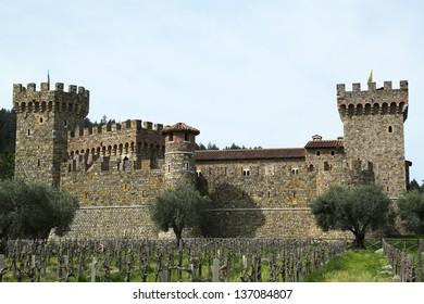 NAPA VALLEY, CA - MARCH 25: Castello Di Amorosa Winery In Napa Valley On March 25, 2013. The Castle Interiors, Which Include 107 Rooms On 8 Levels, Cover Approximately 121,000 Square Feet