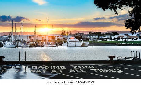 Napier Harbor At Sunset