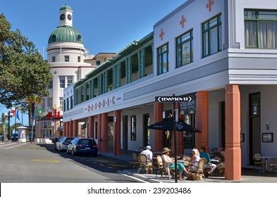 NAPIER, NZL - DEC 03 2014:Napier CBD.It's A Popular Tourist City With A Unique 1930s Art Deco Architecture, Built After The City Was Razed In The 1931 Hawke's Bay Earthquake.