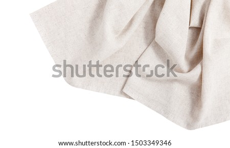 Napkin isolated on white. Multi-colored linen napkins for restaurant. Mock up for design. Top view square.