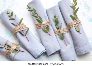 Napkins with floral decor on light background - Shutterstock ID 1972226798