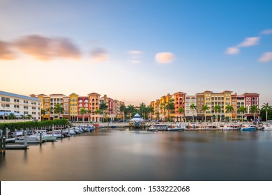 Naples, Florida, USA Downtown Skyline At Dusk.