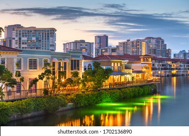 Naples, Florida, USA Downtown Skyline At Dusk.