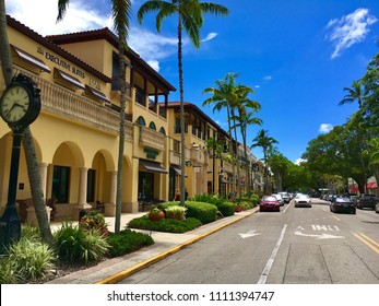 Naples, Florida, USA - July 24, 2016: Luxury Shops On 5th Avenue In Naples