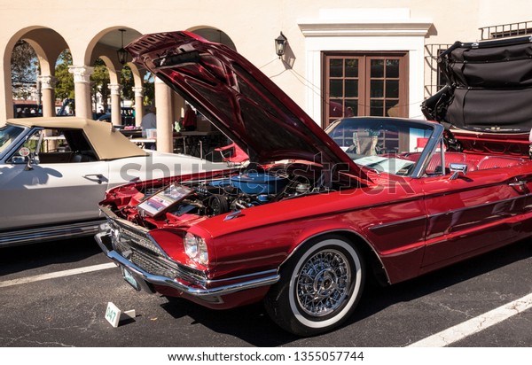 Naples, Florida, USA –\
March 23,2019: All original red 1966 Ford Thunderbird at the 32nd\
Annual Naples Depot Classic Car Show in Naples, Florida. Editorial\
only.