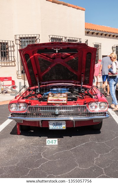 Naples, Florida, USA –\
March 23,2019: All original red 1966 Ford Thunderbird at the 32nd\
Annual Naples Depot Classic Car Show in Naples, Florida. Editorial\
only.