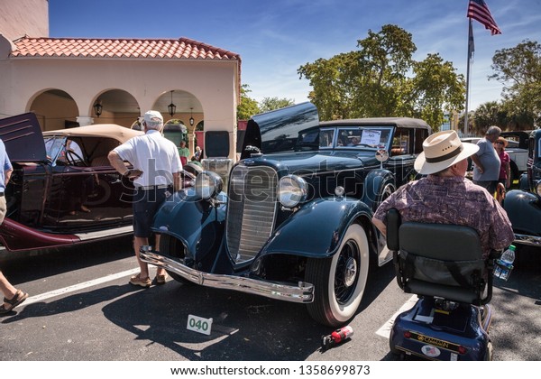 Naples, Florida, USA – March 23,2019: Blue 1934\
Lincoln KB at the 32nd Annual Naples Depot Classic Car Show in\
Naples, Florida. Editorial\
only.