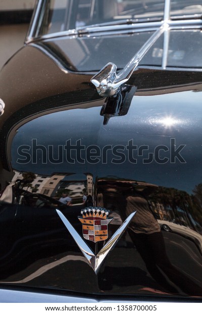 Naples, Florida, USA – March 23,2019:\
Black 1949 Cadillac Series 62 at the 32nd Annual Naples Depot\
Classic Car Show in Naples, Florida. Editorial\
only.