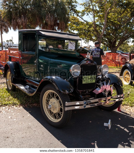 Naples, Florida, USA – March 23,2019: Black 1929\
Ford Pickup at the 32nd Annual Naples Depot Classic Car Show in\
Naples, Florida. Editorial\
only.