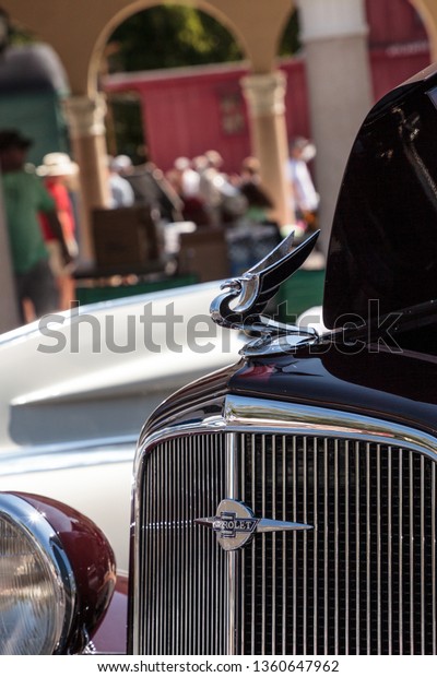 Naples, Florida, USA – March 23,2019: Maroon 1935\
Chevrolet at the 32nd Annual Naples Depot Classic Car Show in\
Naples, Florida. Editorial\
only.