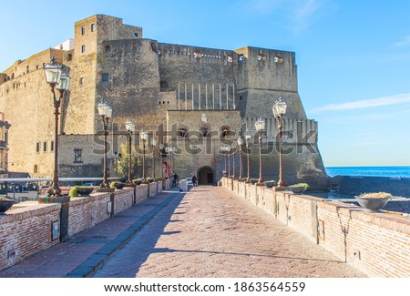 Naples, Italy - built during the 15th century, and a main landmark in Naples, Castel dell'Ovo (Egg Castle) is a seaside castle located in the Gulf of Naples