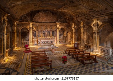 NAPLES, ITALY - CIRCA DECEMBER 2013: Crypt of Basilica of Santa Maria della Sanita', Naples, Italy. The crypt is also entrance to the catacombs of San Gaudioso