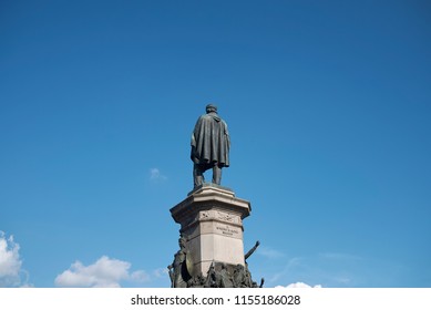 Naples, Italy - July 23, 2018 : Giuseppe Garibaldi statue