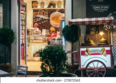 NAPLES, ITALY - MARCH 20, 2015: Small Cafe In Naples, Italy