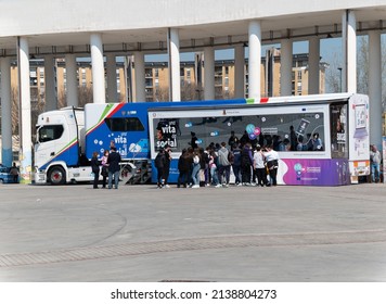 Naples - Italy - March 24, 2022: Social Initiative Of The State Police 