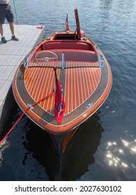 Naples, Maine, USA - August 14, 2021 Classic Boat